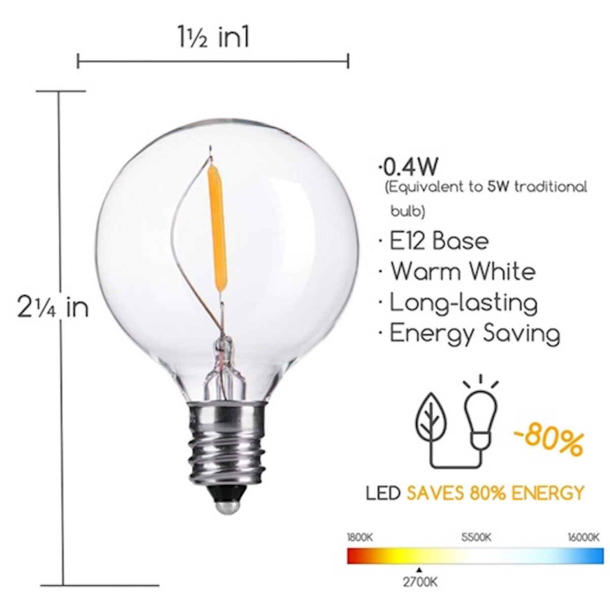 G40 LED Warm White Replacement Bulbs