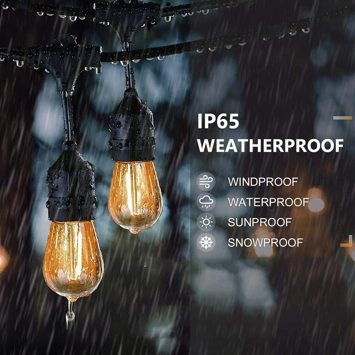 48' LED Patio Light Set - 24 Bulbs - 24" Spacing Between Bulbs